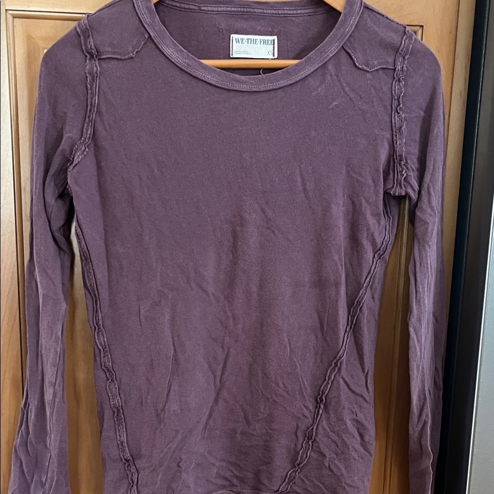 Free People Deep Purple Long Sleeve Tee
